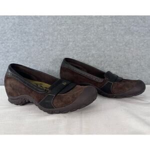 Merrell Womens sz 7.5 Plaza Moc Dark Coffee SlipOn Atheltic Wedge Loafer Comfort